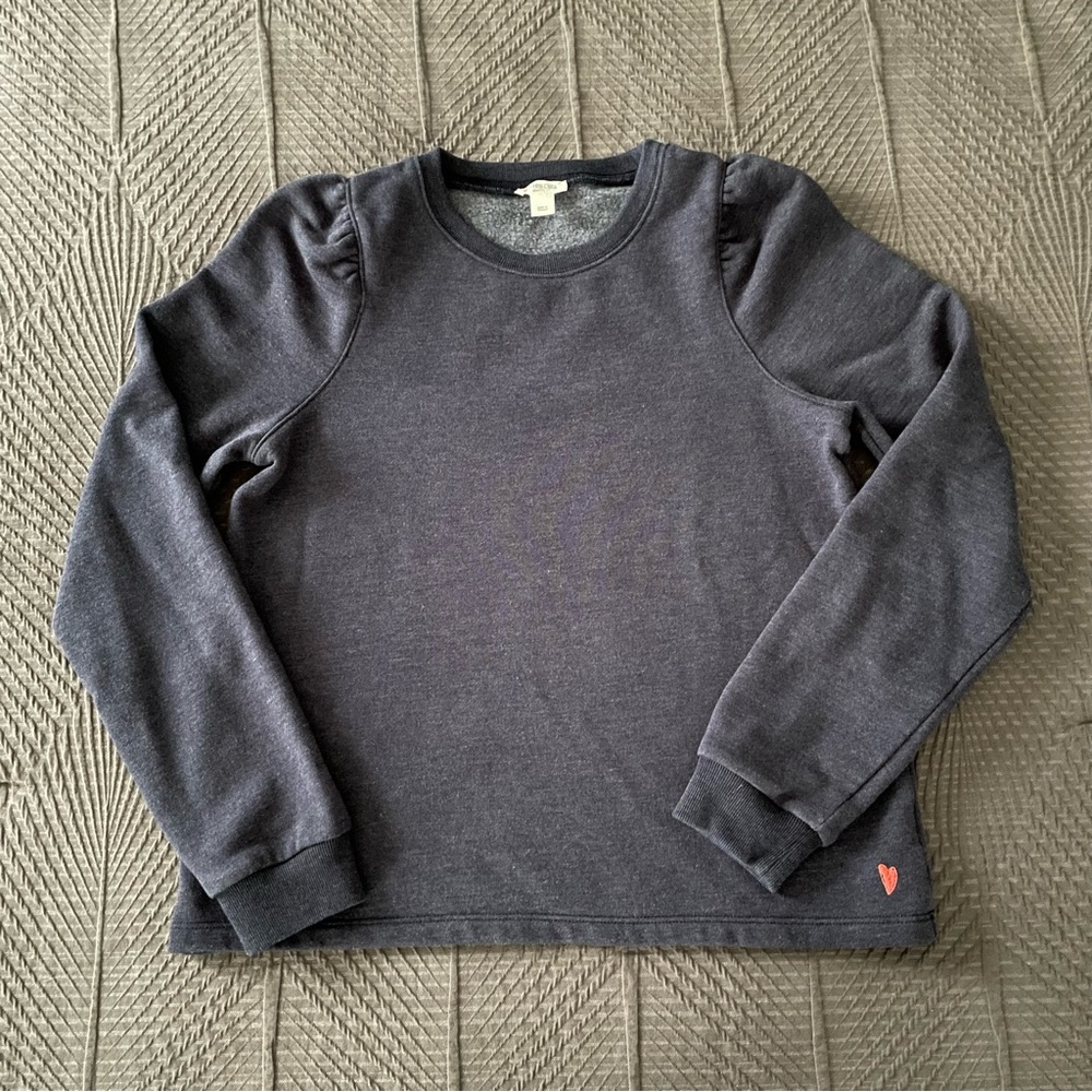 Crewcuts Puff Sleeve Sweatshirt - XL - Heather Navy